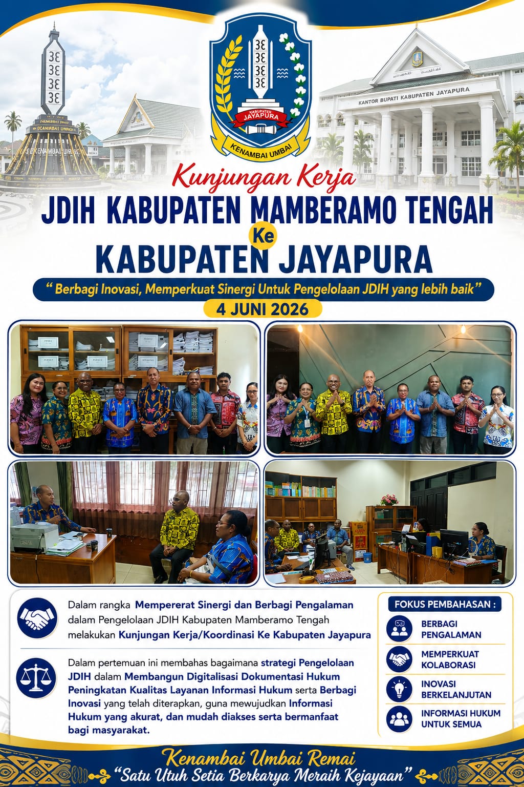 KUNJUNGAN KERJA JDIH KABUPATEN MAMBERAMO TENGAH KE KABUPATEN JAYAPURA 